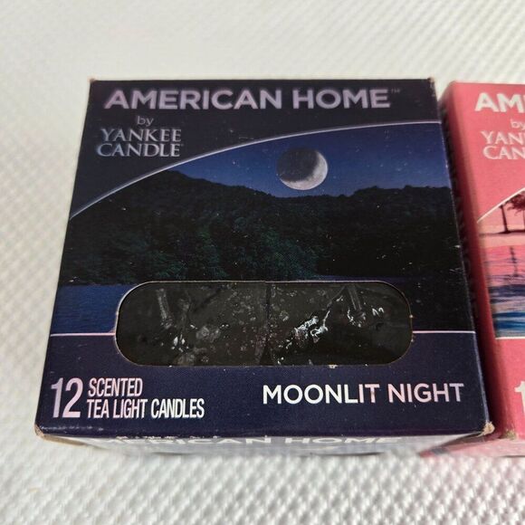Yankee Candle Scented Tea Lights Moonlit Night Pink Island Sunset 12 Packs - Picture 2 of 4